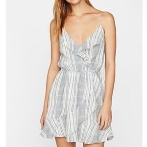 NWT Express Ruffle faux Wrap Cami Blue Striped Dress XSP mini summer brunch